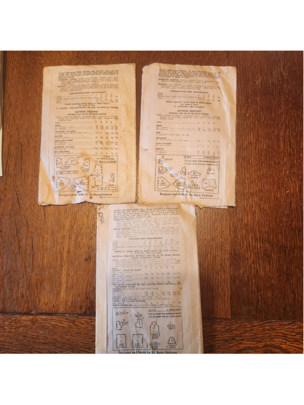 Vintage Du Barry Sewing Pattern Lot Children's Girls Dresses 1940s Cut Complete